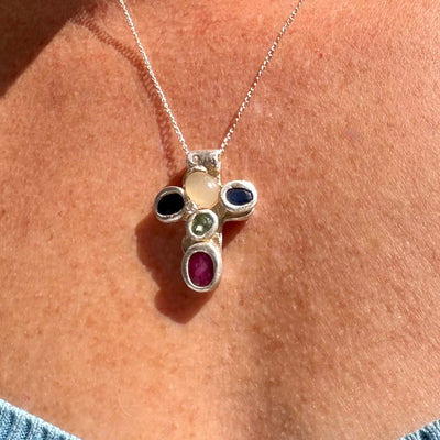 Brilliant Faith Cross Necklace<span>One-of-a-Kind, Pure Silver & Stone</span>