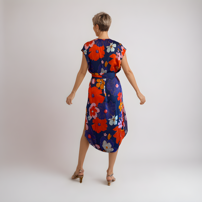 The Margie<span>Floral on Dk Blue, 100% Lotus Silk</span>