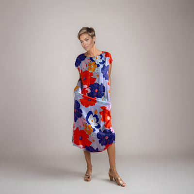 The Margie<span>Floral on Periwinkle, 100% Lotus Silk</span>