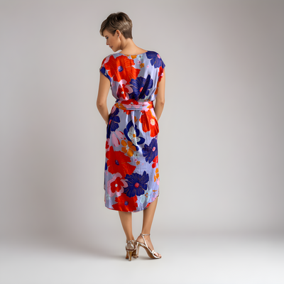 The Margie<span>Floral on Periwinkle, 100% Lotus Silk</span>