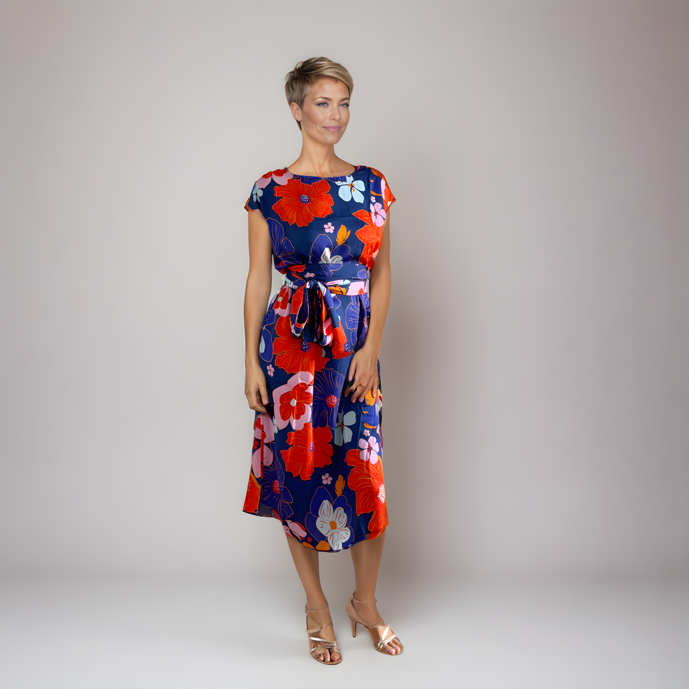 The Margie<span>Floral on Dk Blue, 100% Lotus Silk</span>