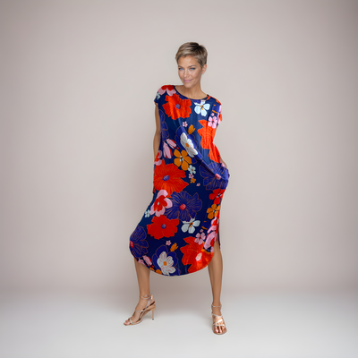 The Margie<span>Floral on Dk Blue, 100% Lotus Silk</span>