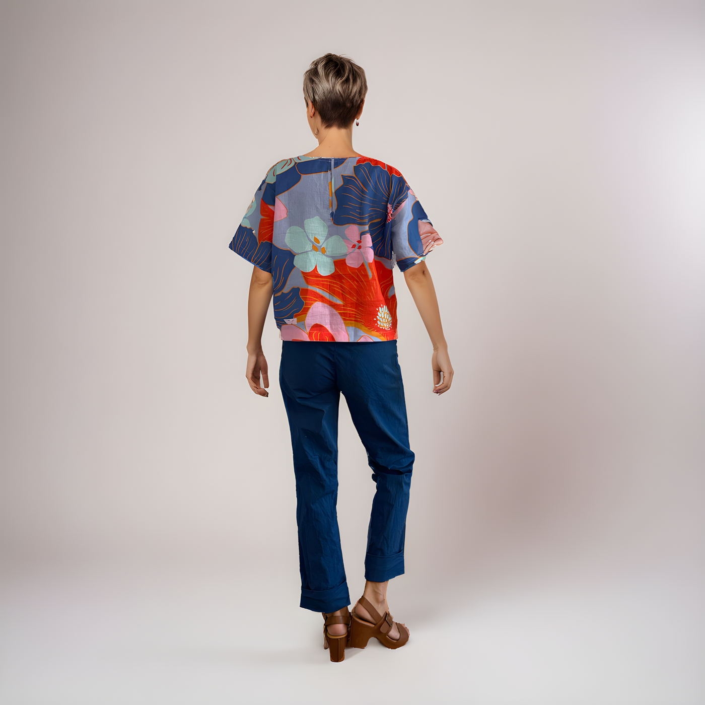 Loose Fit Tee<span>Floral on Periwinkle, Linen</span>