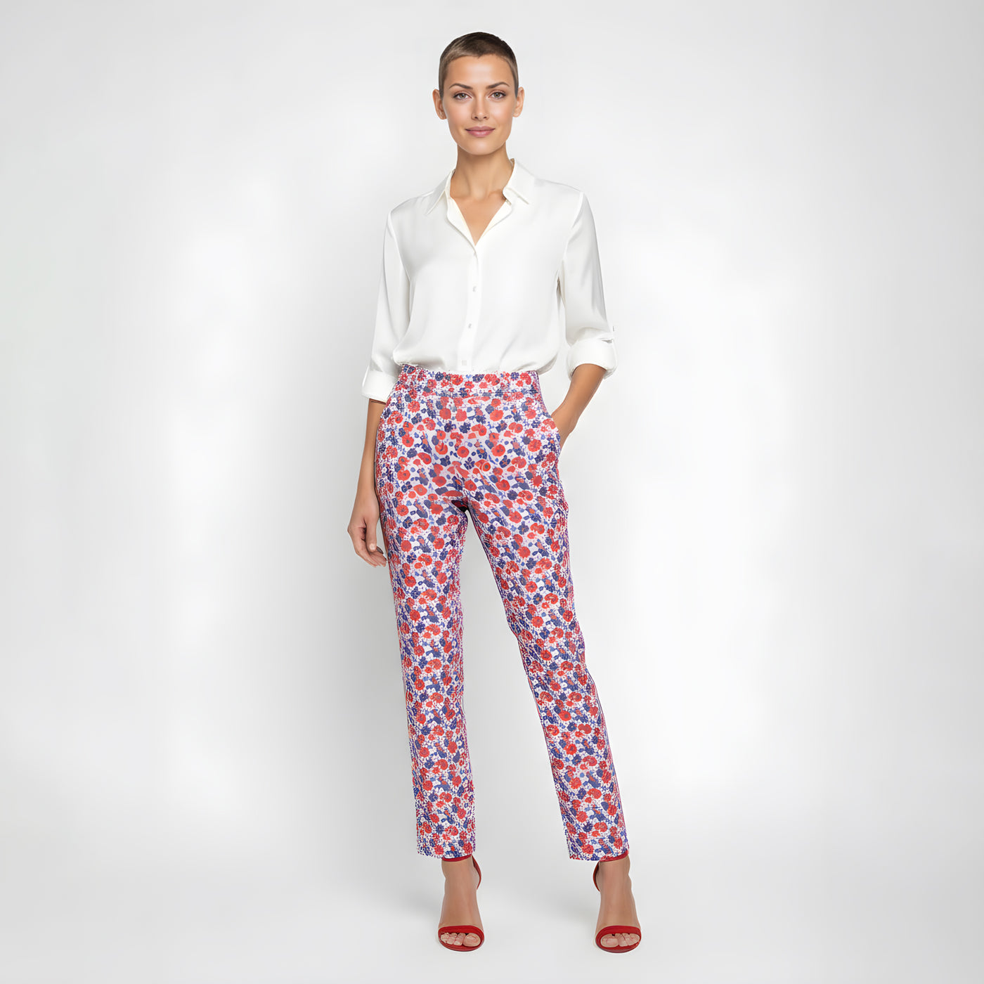 Women's Tailored Trousers<span>Small Scale Floral,  Cotton Tencel Twill</span>