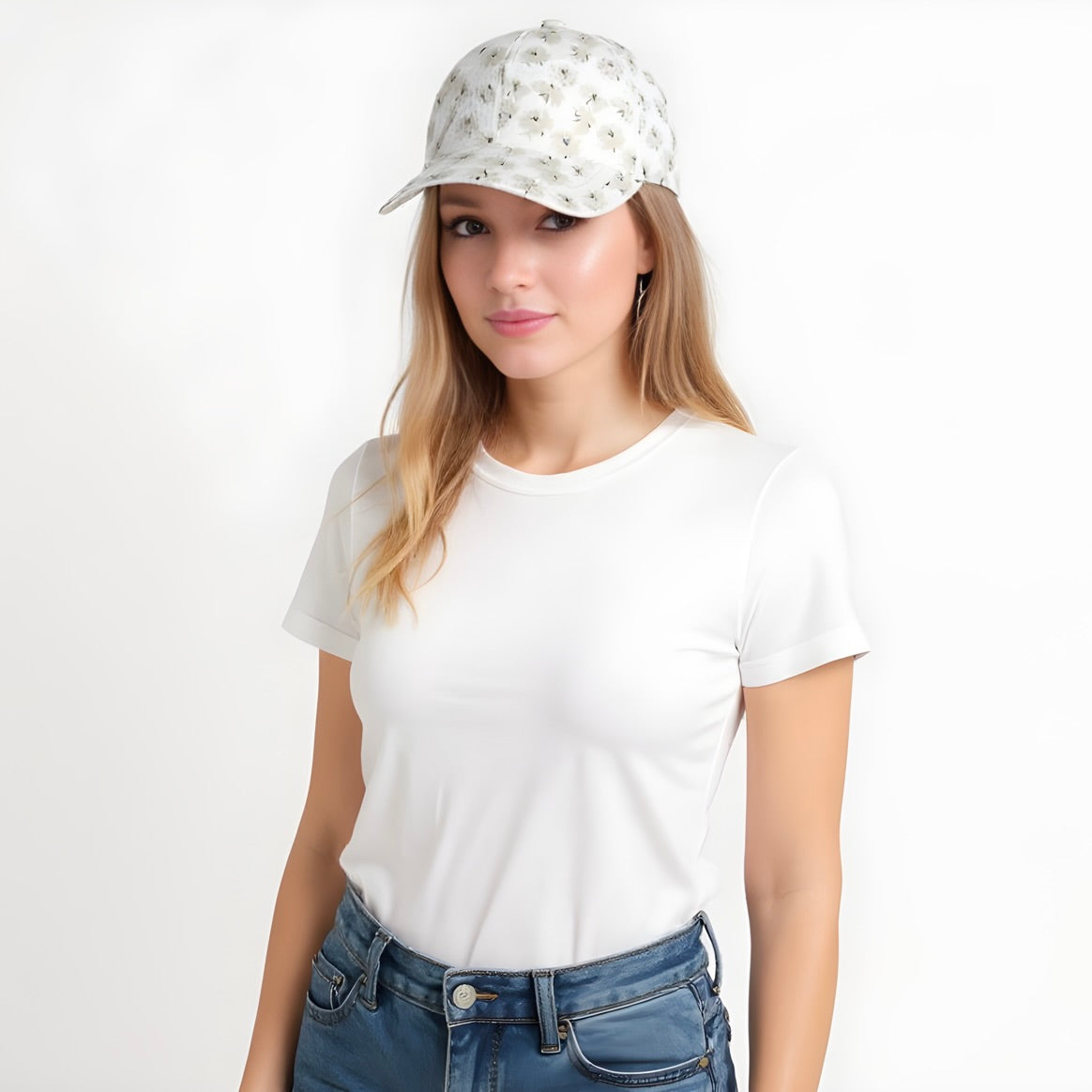 The Uncommon Cap<span>Puff Flower White on Silk Satin</span>