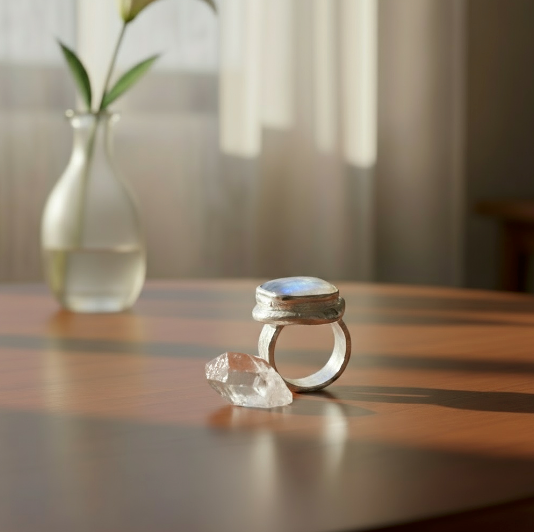 The Eternal Moonstone Ring <span>One-of-a-kind, Pure Sliver & Stone</span>