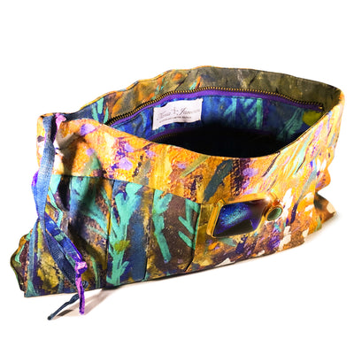 Pleated Art Print Handbag with Glass Art<span>Between Dreams on Silk</span>