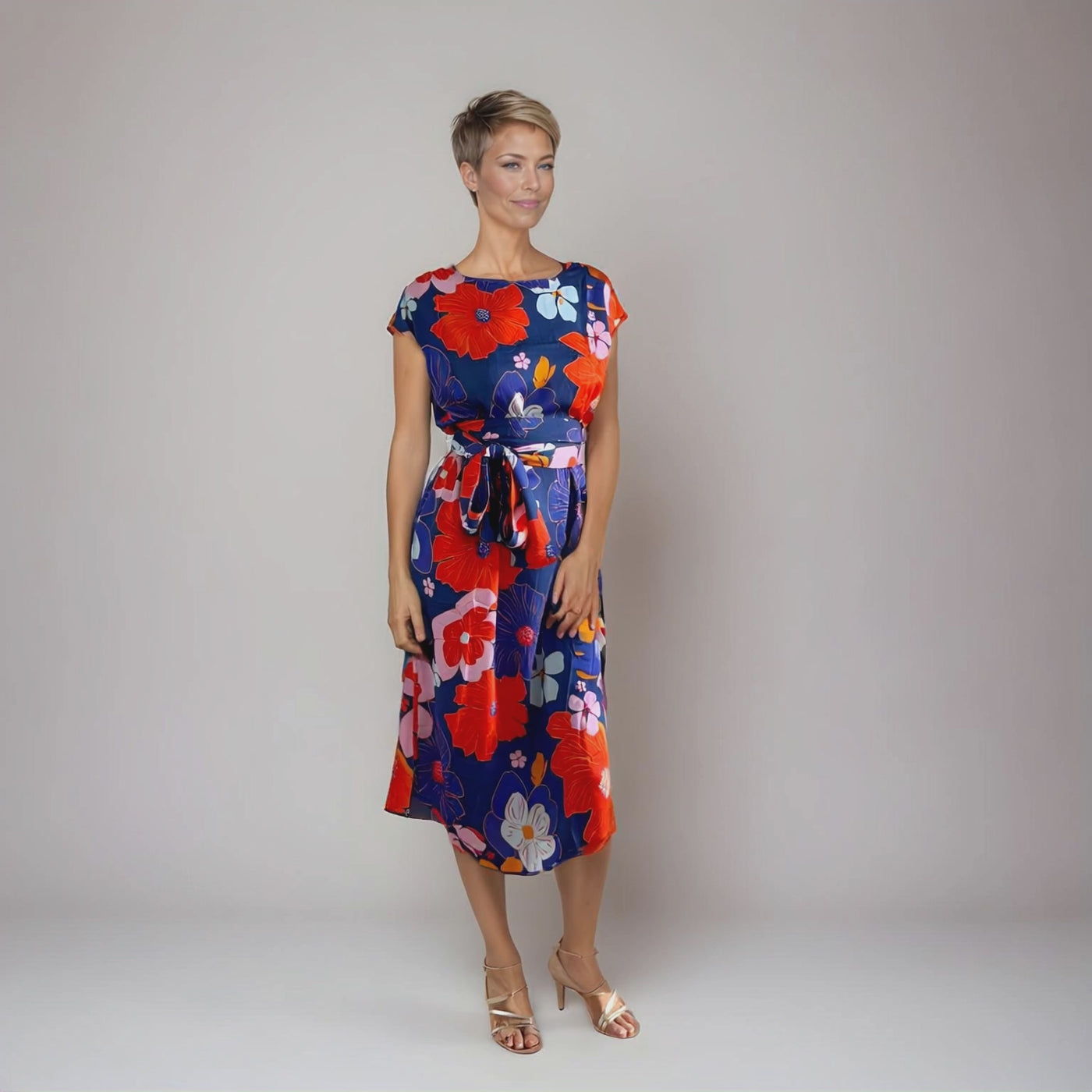 The Margie<span>Floral on Dk Blue, 100% Lotus Silk</span>