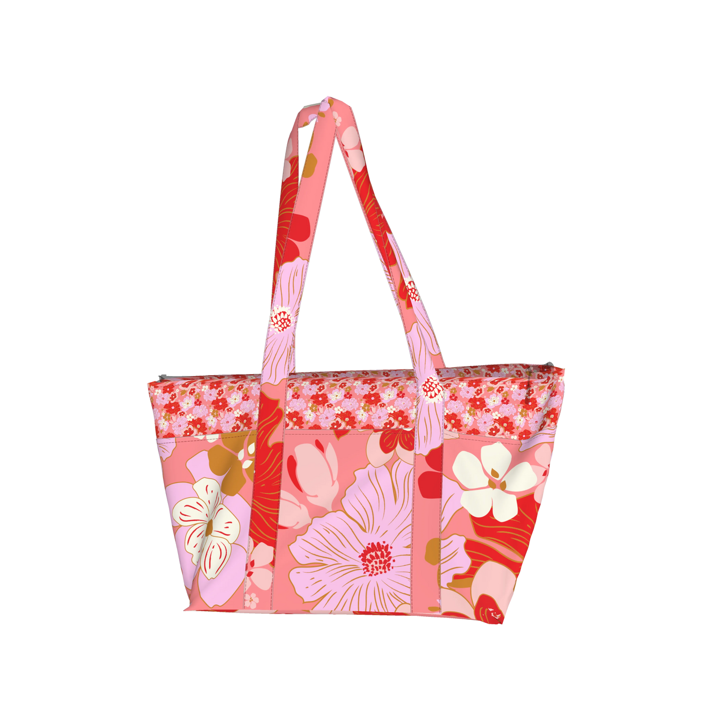 Multi Pocket Tote - Mixed Floral, Cotton Twill Copy