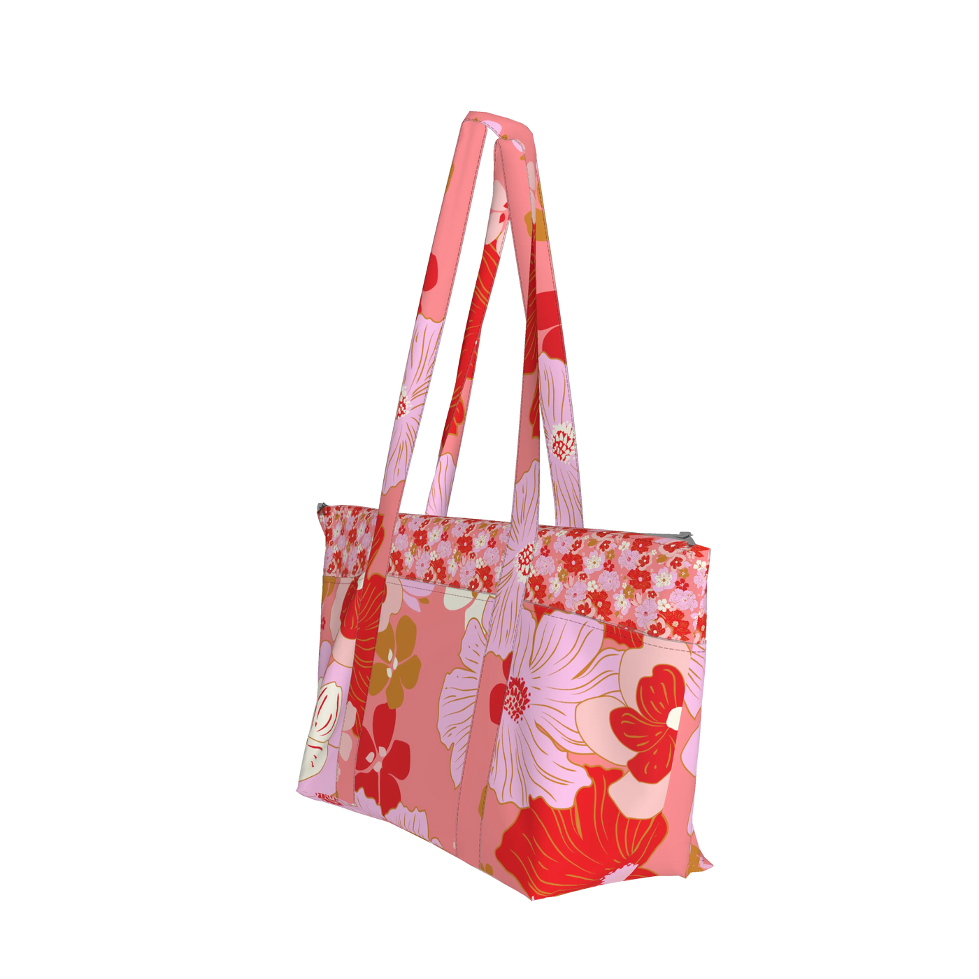Multi Pocket Tote - Mixed Floral, Cotton Twill Copy