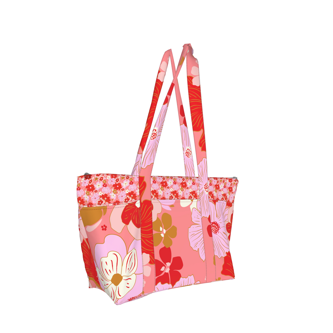 Multi Pocket Tote - Mixed Floral, Cotton Twill Copy
